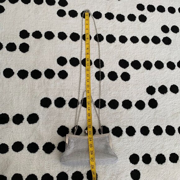 Silver Beaded Rhinestone Clutch Chain Shoulder Strap Bag Small Evening Handbag - Picture 14 of 15